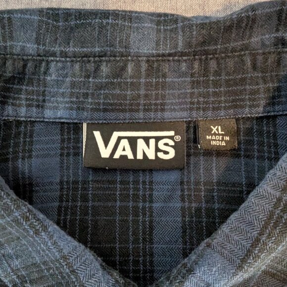 Vans Long Sleeve Plaid Shirt Black and Blue - Size XL - Picture 5 of 14